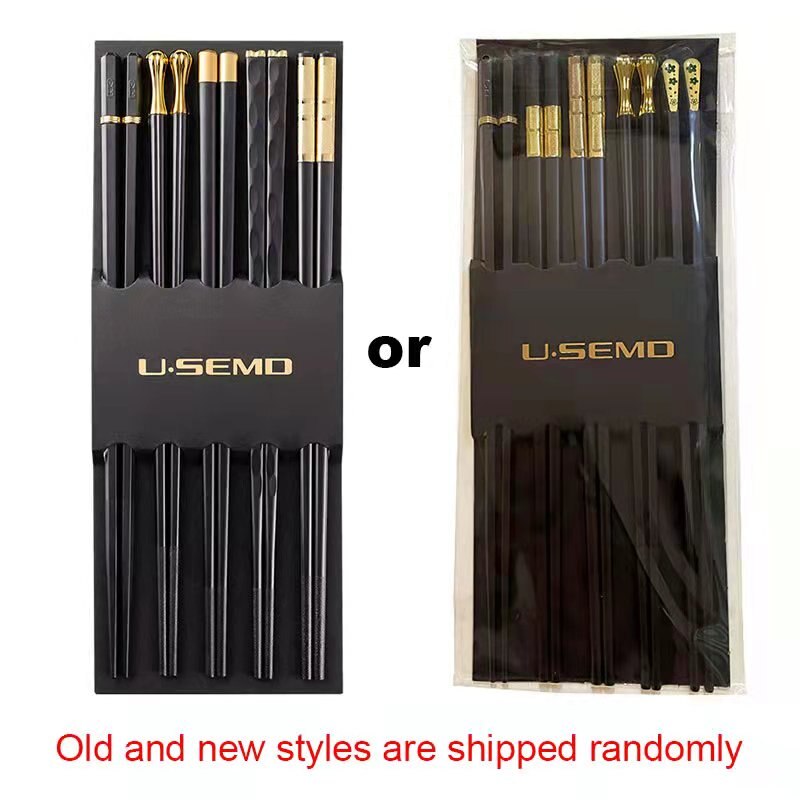 Japanese Chinese Chopsticks for Non-slip Food Sushi Sticks Reusable Metal Korean Healthy Alloy Chopsticks Set Tableware 5 Pairs: 5 pairs A62