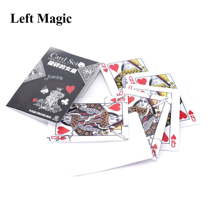 Broken Queen Cards Magic Tricks Close Up Street Stage Magic Props Gimmick Magician Tool Accessories Classic Mentalism