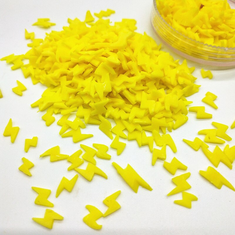20 G/partij 5Mm Gele Bliksem Polymeer Klei Pvc Voor Diy Ambachten Plastic Klei Modder Deeltjes Klei