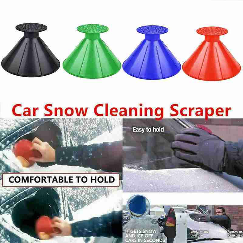 2Pcs/set Magical Car Windshield Ice Remover Scraper Tool Cone Shaped Round Funnel &