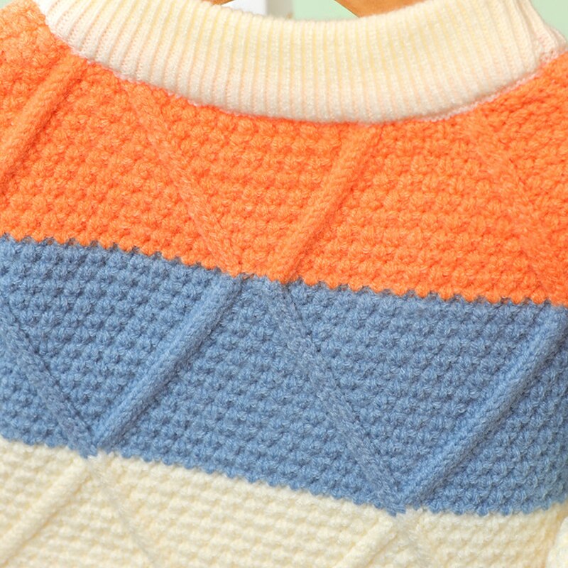 Mode Kleuraanpassing Trui Unisex 1-5Years Kids Gebreide Trui Peuter Jongen Meisje Winter Warm Kleding Tops Thicken Casual