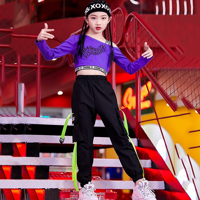 Hiphop kostuums kinderen streetdance kleding meisjes jazz moderne dans rave outfit podiumoptredens dnv 12371