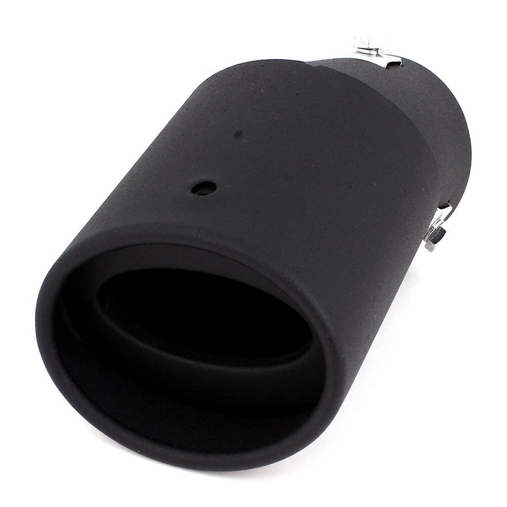 AUTO -60mm Oval Curved Tip Exhaust Silencer Rear Tube Black