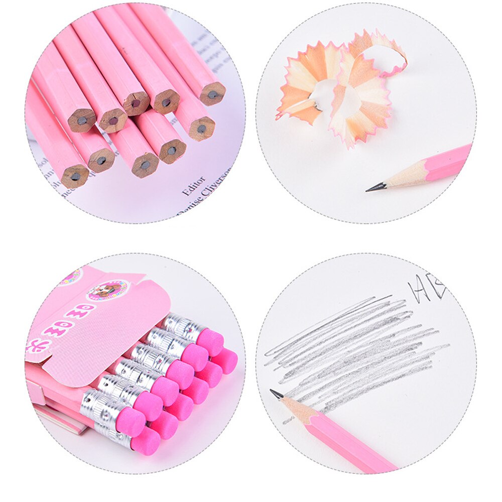 8 Sets Cartoon Wooden Pencil Profession HB Pencil With Eraser Children&#39;s Drawing Pencils School Writing Stationery