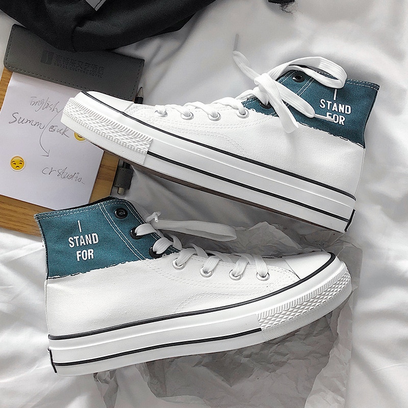Mænd high top canvas sko platform vulkaniserede sko sommer åndbare blandede farver sneakers man fodtøj skridsikkert