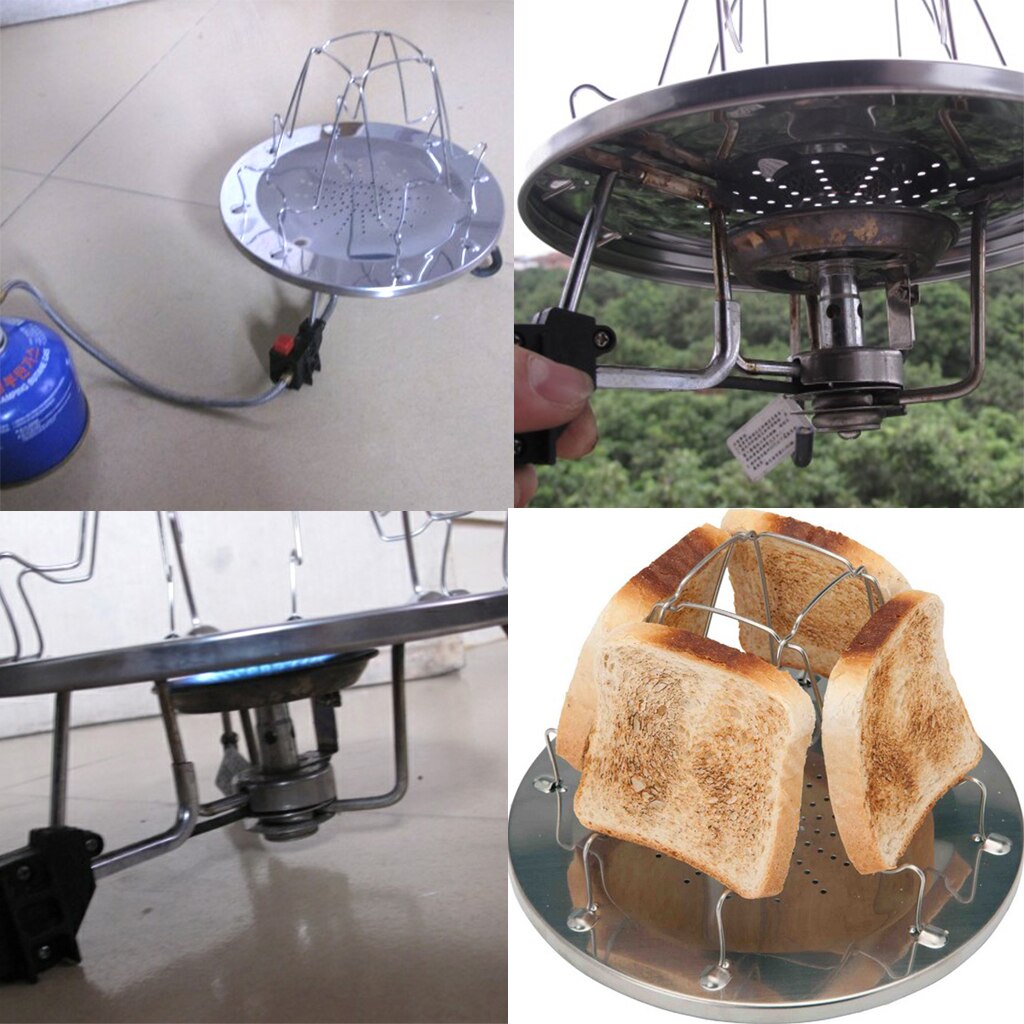 Portable Outdoor Camping Gas Stove Cooker Rack 4 Slice Toast Tray
