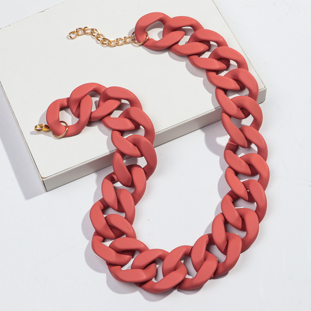 Nuevos collares gargantilla de cadena ancha de acrílico mate colorido para mujer, Collar grueso de resina bohemia llamativo, joyería de: De arma