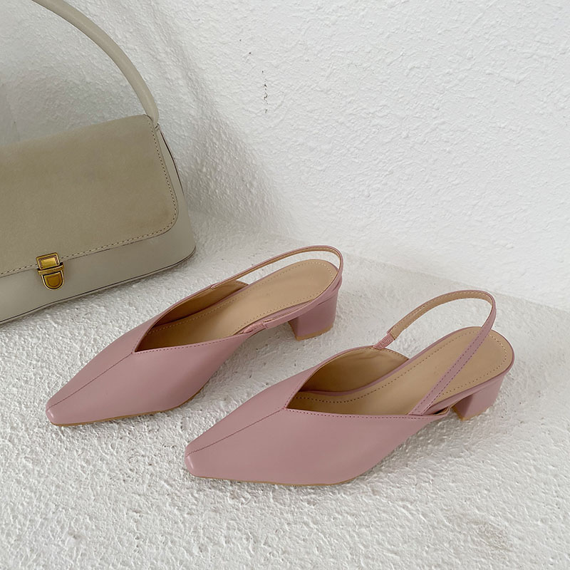 Monmoira dikke sandalen met hak en slingback, dames, effen v-hals, slippers, vintage vierkante neus, damesschoenen  b0312