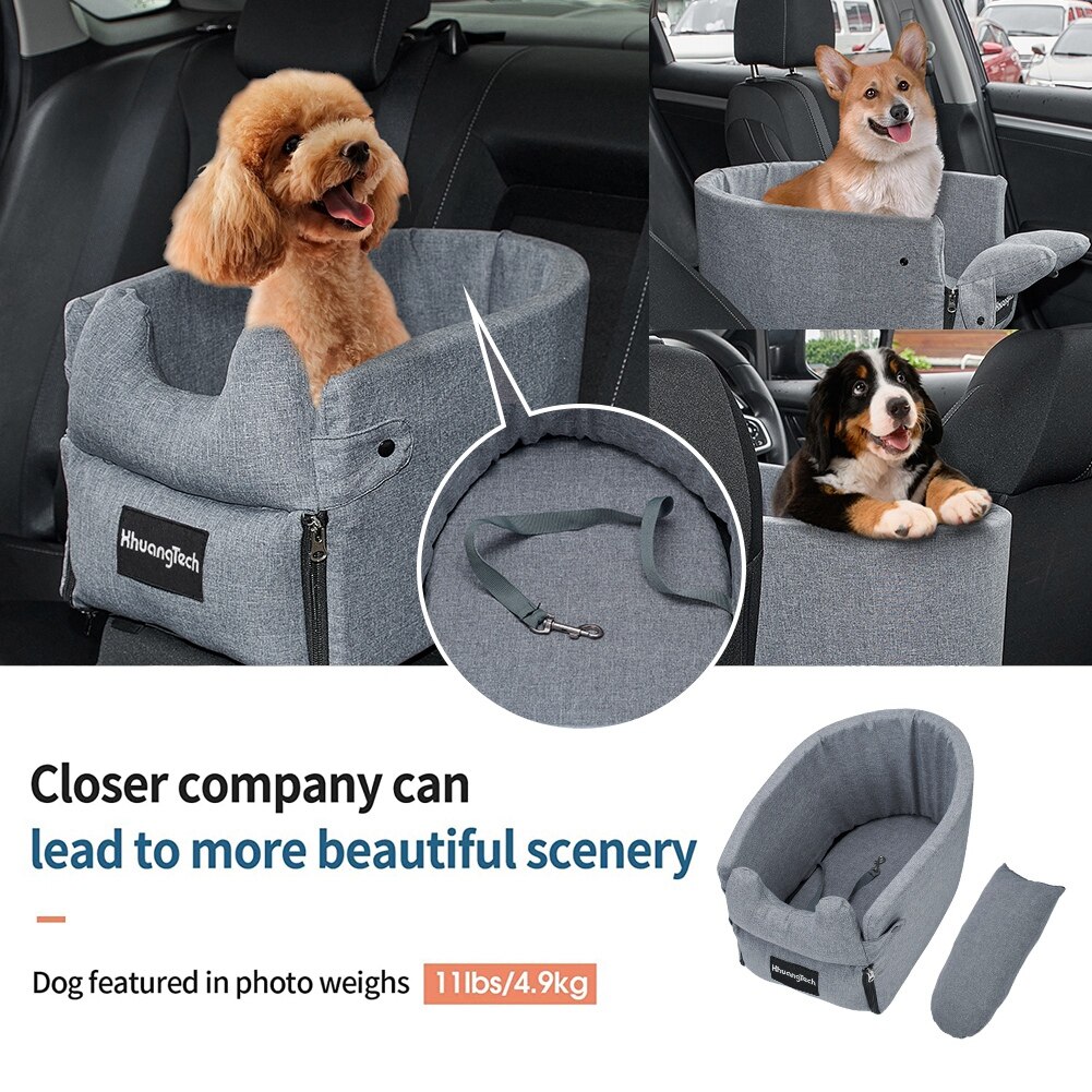 Portable Dog Car Seat Central Control Nonslip Pet Carriers Safe Armrest Box Booster Kennel Tote Cage For Puppy Dog Cat Travel
