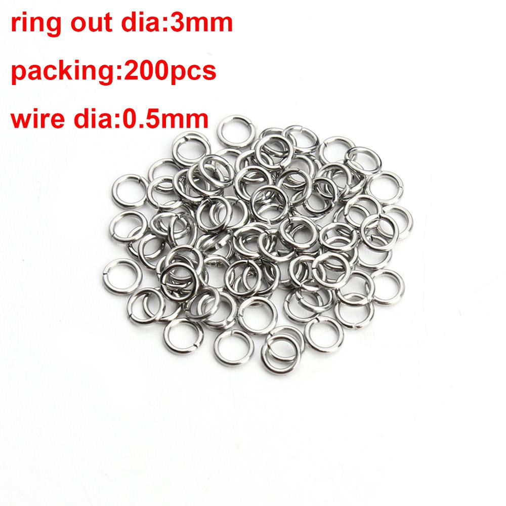 Anillos abiertos de acero inoxidable para hacer joyas, 3-10mm, 100 Uds., bucle de enlace para DIY, conector,: 0.5x3mm steel 200pcs