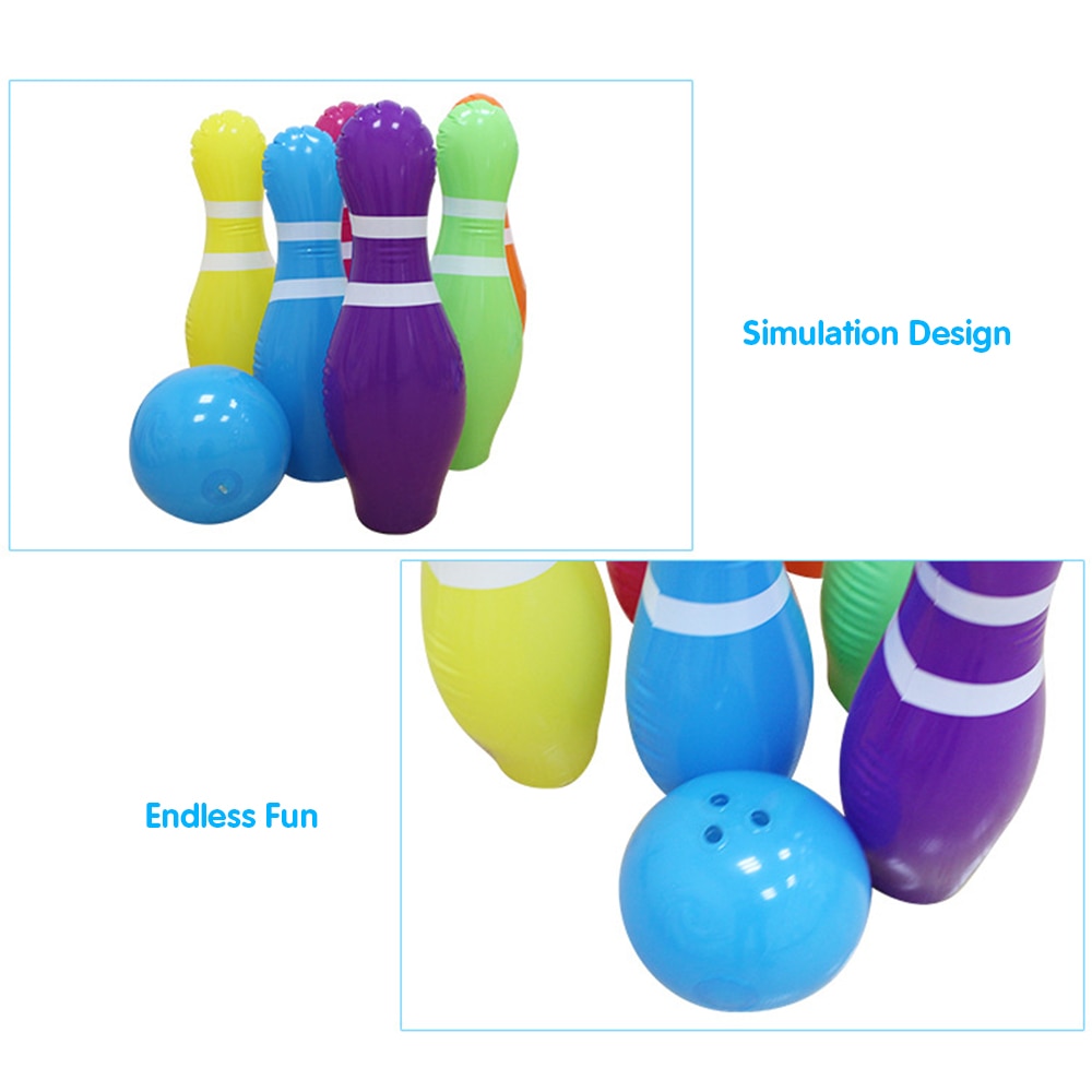 Inflatable Bowling Set Inflatable Bowling Game Kids Bowling Set Parent-child Game with 10 Inches Ball & 6 Pins 25 Inches Tall