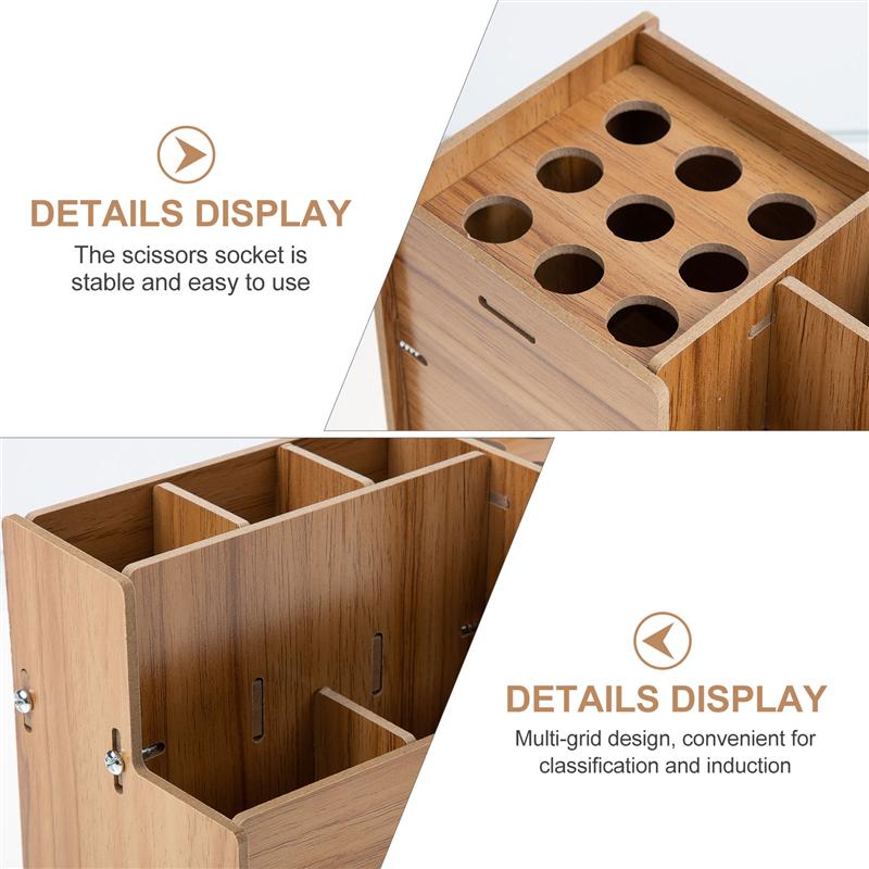 Multifunctional Wood Hairdressing Tool Box Barbershop Storage Scissor Hair Clips Comb Clamps Organizer Stand Case Salon