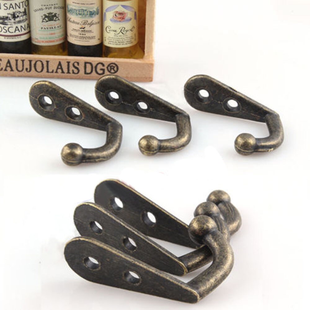 10pcs Wall Door Metal Antique Hooks Hanger For Key Clothes Coat Hat Bags Towel