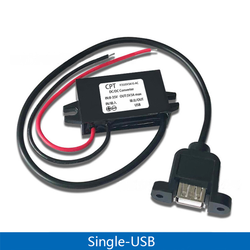 Dc -dc 12v to 5v auto-stroomomvormer, micro-mini usb 3a stroomadapter met spanningsverlaging en beveiliging tegen omgekeerde polariteit 15w