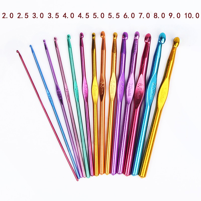 14 Sizes Aluminum Oxide Knitting Needles Crochet Hook Sweater Weaving Crochet Needles Home DIY Handmade 2-10mm