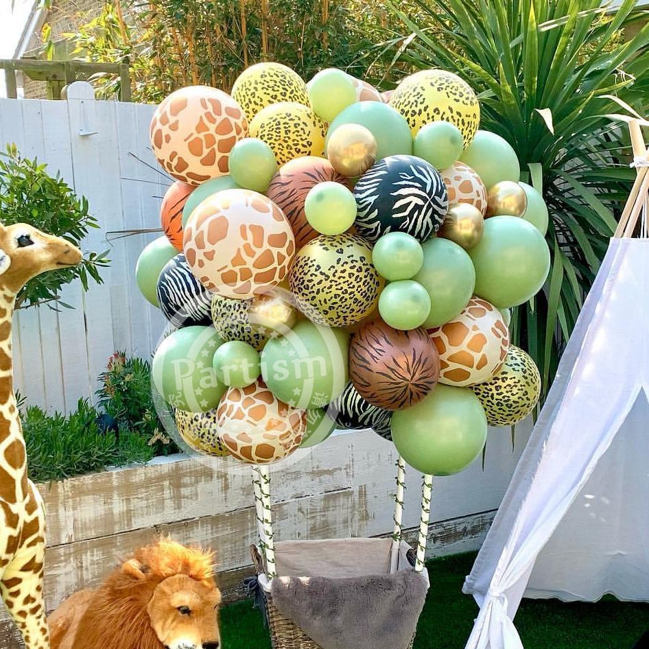 20 stks 12 inch Tijger/Luipaard/Giraffe Patroon Ballon Set voor Kinderen Wild Dier Jungle Safari Verjaardagsfeestje decoratie Benodigdheden
