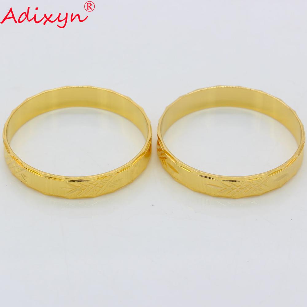 Adixyn Decoratief Patroon Baby Bangle Gold Kleur 7.5 $/2 Stuks Dubai Armbanden Voor Baby/Kids Trendy Afrikaanse arabische Sieraden N080810