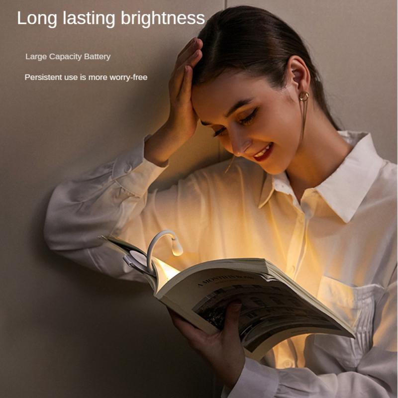 Book Light Mini LED Reading Light 3-Level Rechargeable Warm Cool White Flexible Easy Clip Lamp Read Night Reading