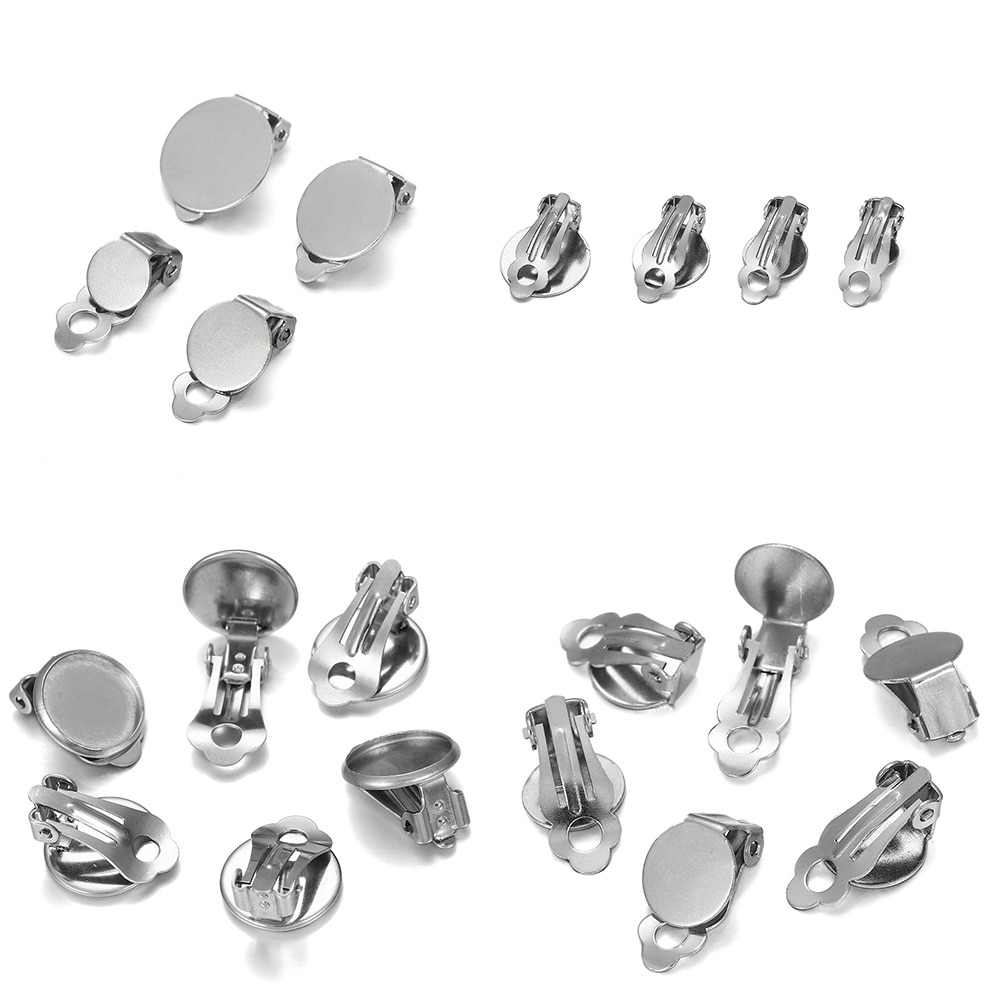 10 stücke 8-14mm Edelstahl Runde Flache Ohr Clip Basis Cabochon Lünette Tablett Ohrringe Clips Für DIY schmuck Zeug Zubehör