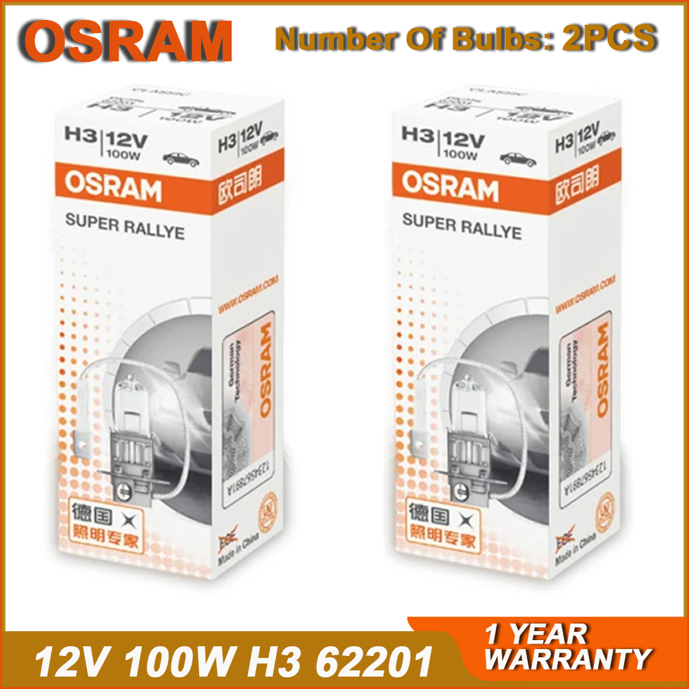 Osram original  h1 h4 h3 h7 standard forlygte 12v 55w 100w 3200k lysdæmpende tågelygte med høj/lav lysstråle bil halogenpære oem  (2 stk.): Rgb