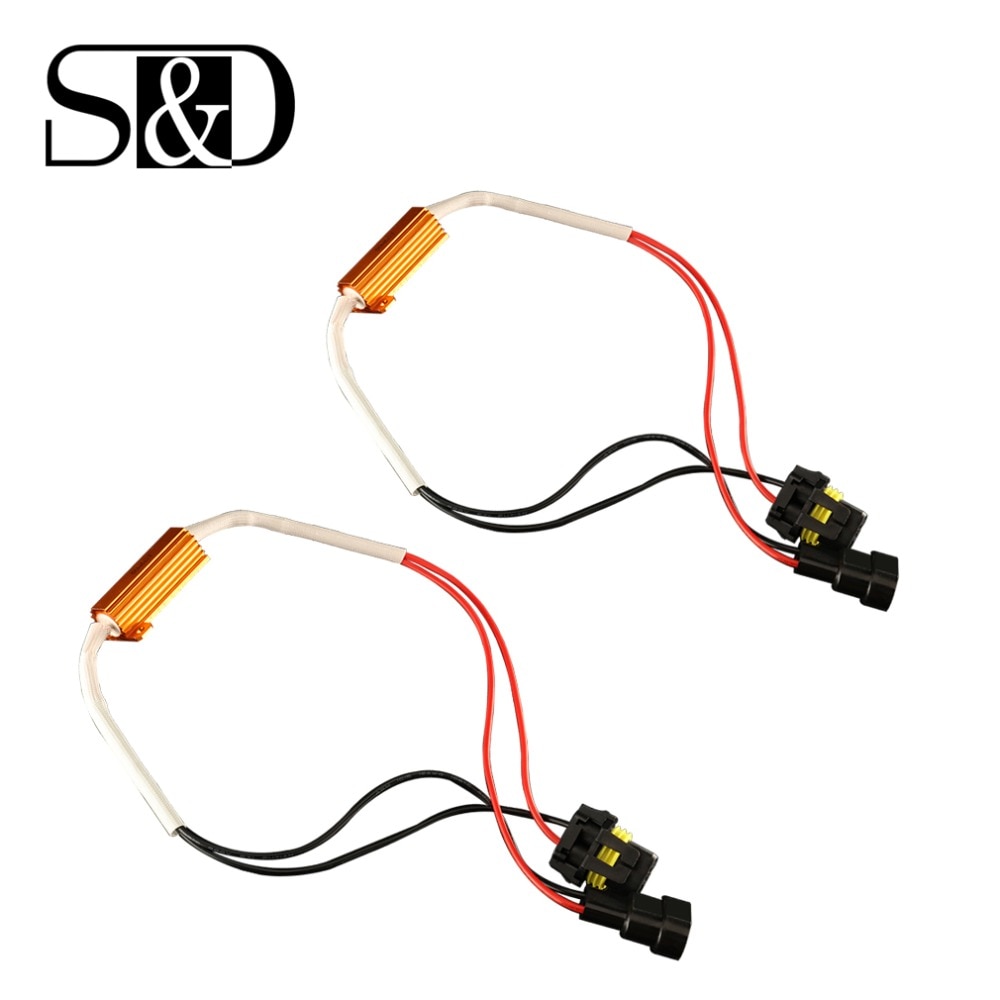 2pcs Car Resistor Canbus Cable 50W H4 H7 H8 H11 9005 HB3 9006 HB4 LED Bulb Decoder No Flickering Error Canceller Fix Blink Auto