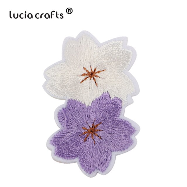 Lucia Ambachten 24-5Pcs Kleurrijke Geborduurde Bloem Patches Ijzer-Op Diy Applique Kleding Stof Badge Accessoires L0611: C1 28x44mm 5pcs