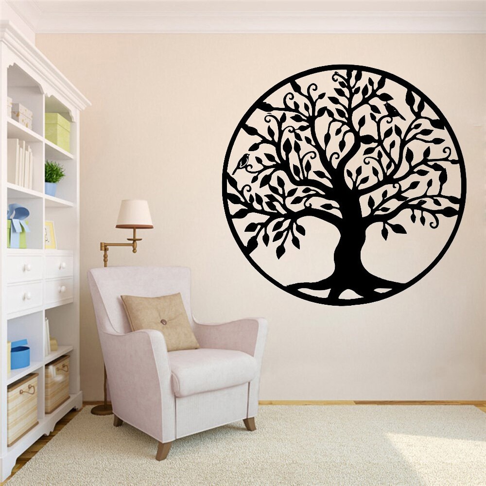 Decoración de pared de árbol de la vida, calcomanías de pared de silueta de árbol, decoración del hogar, sala de estar, dormitorio, vinilo extraíble