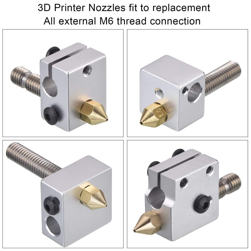 3D Printers Parts MK7 MK8 Nozzle 0.4mm 0.3mm 0.2mm 0.5mm Copper Extruder Threaded 1.75mm 3.0mm Filament Head Brass Nozzles Part