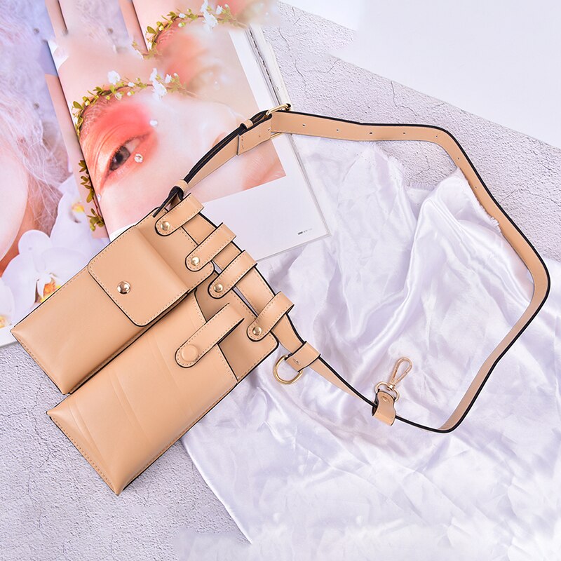 Women Waist Bag Leather Waist Belt Bag Crossbody Chest Bags Girl Fanny Pack Small Phone Pack Shoulder Strap Packs: KK