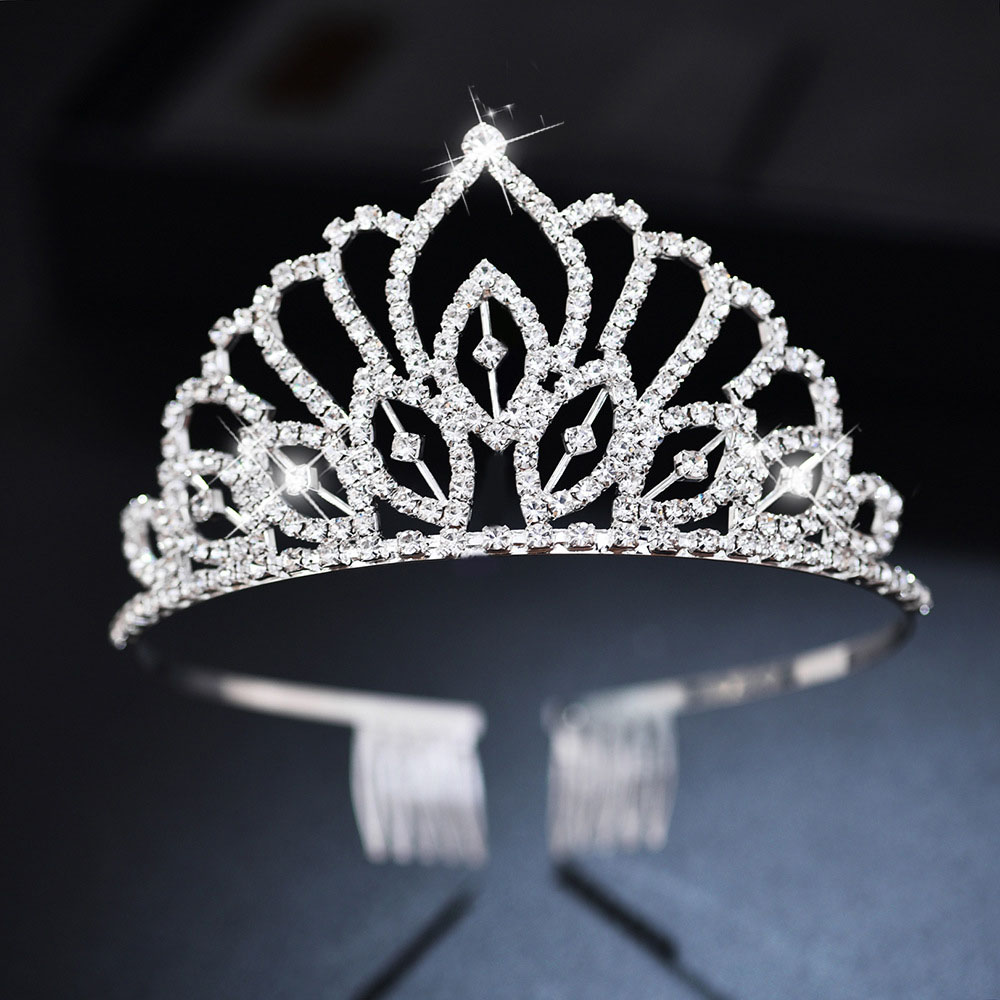 AINAMEISI Rhinestone tiary ślubne opaski do włosów akcesoria kryształowe korony dla kobiet dziewczynki kwiatowe ślubne peruki imprezowe biżuteria: 6