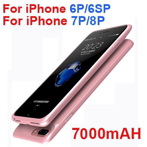 5000 mah /7000 mah slankt ultratyndt telefon batteri cover til iphone 6 6 s plus powerbank backup oplader cover til iphone 6 6s 7 8 plus: Rosenrød 6 6s 7 8 plus