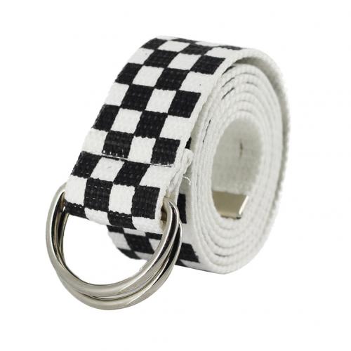 130cm Dual Ring Canvas Waist Belt Rainbow Color Striped Strap Waistband Rainbow Earrings Rainbow Heart Shape Keychains: Black  White