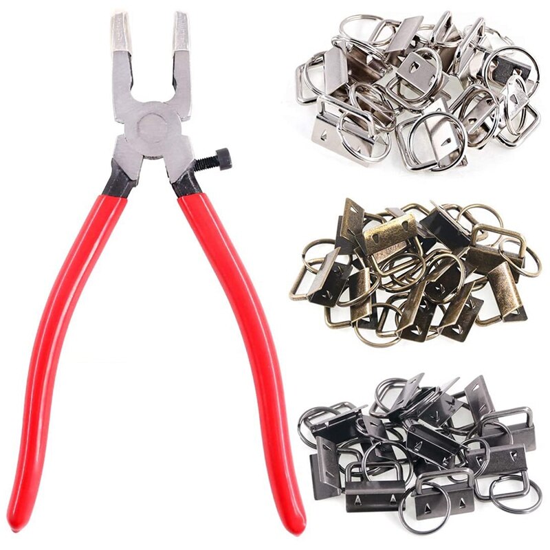 ! 36 Sets 25mm 3 Colors Key Fob Hardware with 1Pcs Key Fob Pliers, Glass Running Pliers Tools with Jaws