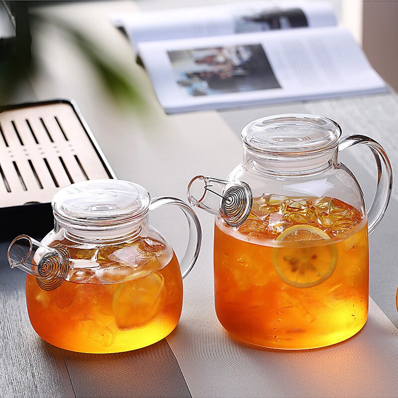 Household Large Volume Heat Resistant Glass Cold Water Pot Lemonade Flower Tea Jug Heatable Water Kettle Drinkware Pitcher