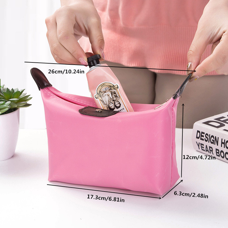 Mini Solid Color Pink Cosmetic Bag Zipper Travel Toiletry Storage Bag Beauty Makeup Bag Cosmetic Bag Organizer