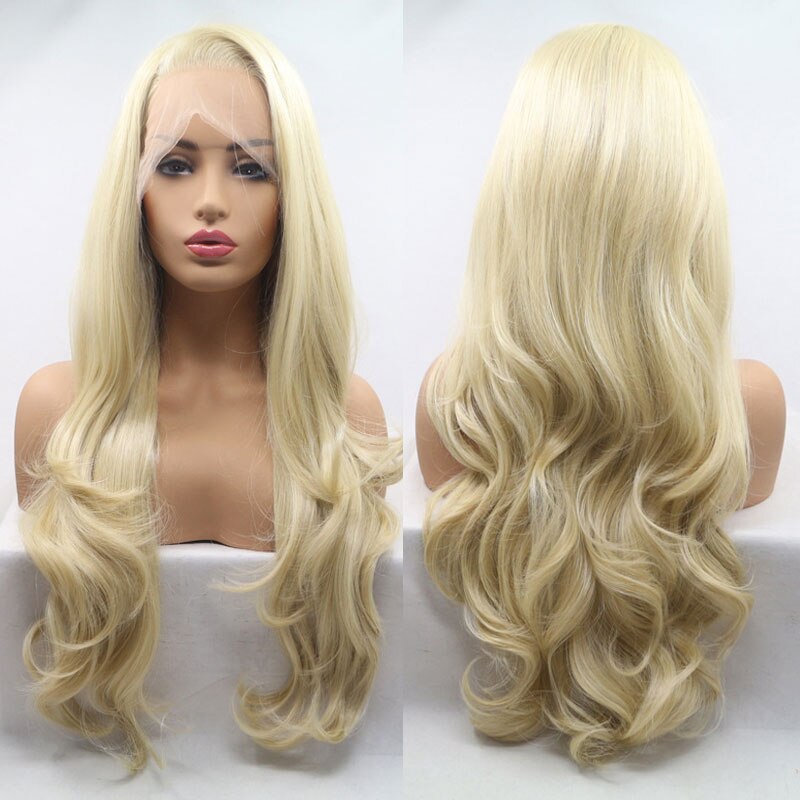 BM Body Wave Synthetic Hair 13*3 Hand Tied Lace Front Wig Honey Blonde Heat Resistant Fiber Hair Natural Hairline For Women Wigs