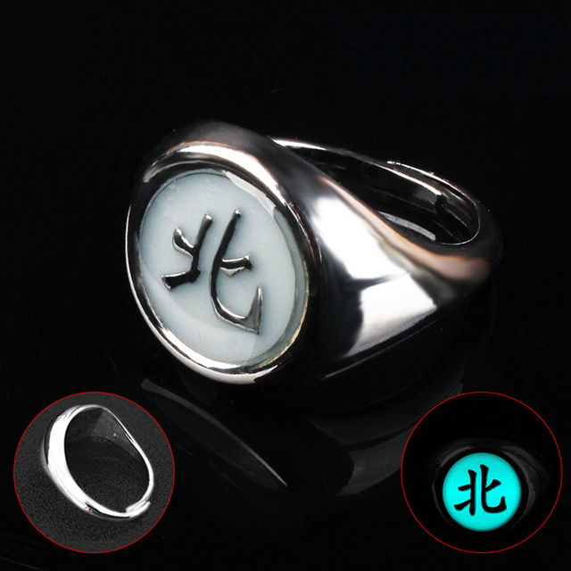 Anillo luminoso de Cosplay de Naruto de Anime japonés, anillo Akatsuki, accesorios de anillo para hombre, accesorios de decoración para dedo, Anillos Akatsuki Itachi: Plata