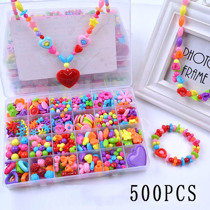 Zestaw do tworzenia bransoletki z koralików zabawki dla dzieci DIY 24 siatki ręcznie robione puzzle koraliki dla dziewczynek zestaw dziewczyny zabawki dla 3 5 7 9 11: H