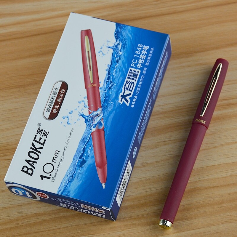 12 pièces BAOKE 0.5mm/0.7mm/1.0mm Gel givré stylo école stylo recharge haute capacité noir Gel encre stylos fournitures scolaires de bureau: 1.0mm red 12pcs