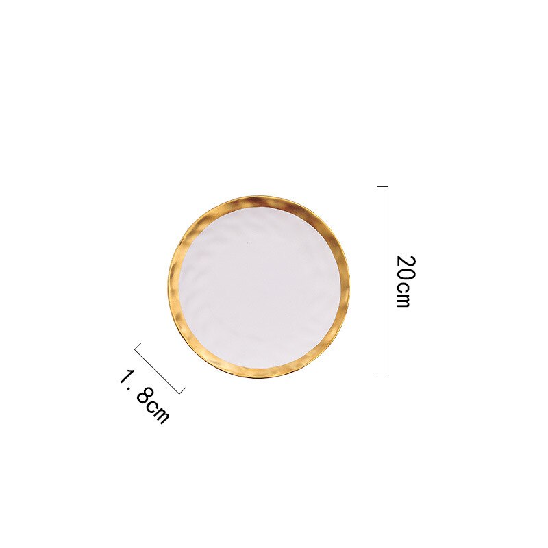 Ceramic Western Steak Plate Retro European Phnom Penh Breakfast Plates Household Restaurant Vegetables Salad Platter: White 8 Inch