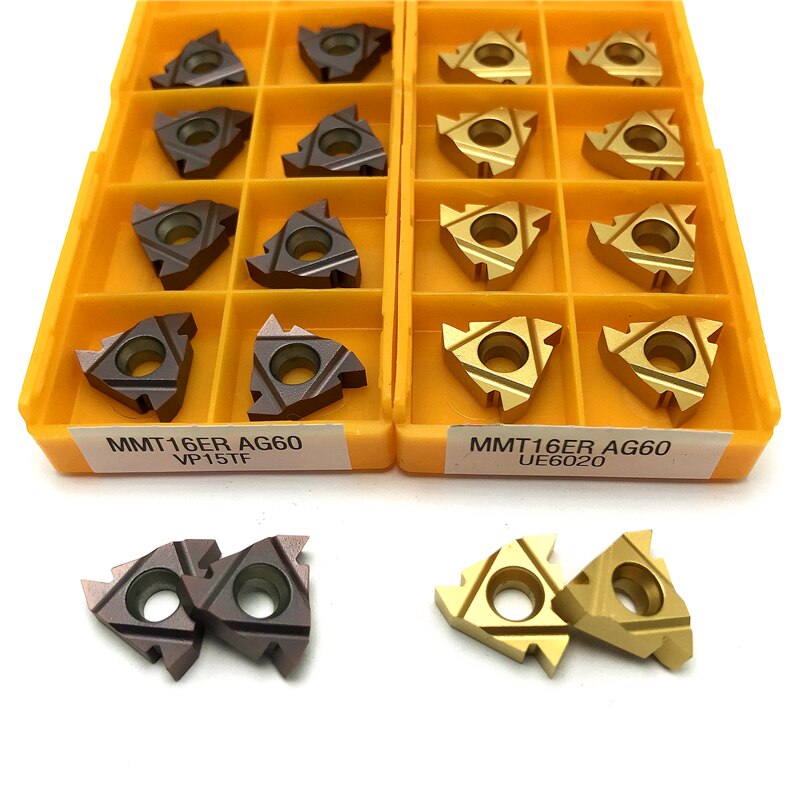 10 Inserti In Carburo Per Filettatura Esterna 16ER AG60 - Per Tornio, Utensili Di Tornitura, Colore Oro - 2