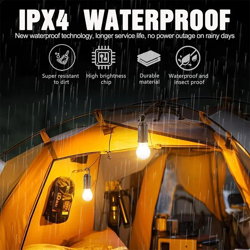 Bombillas de lámpara LED con energía Solar para exteriores, luz de Camping con carga USB, luces nocturnas portátiles, linterna impermeable, elementos esenciales para pesca