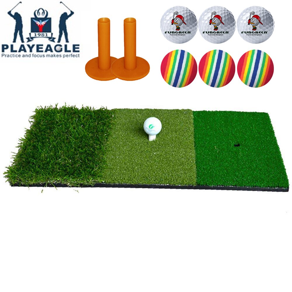FUNGREEN 12''x24'' Golf Chipping Mat and Net Indoor Outdoor Backyard Practice Golf Mat With Golf Ball Protable Golf Training Aid: mat