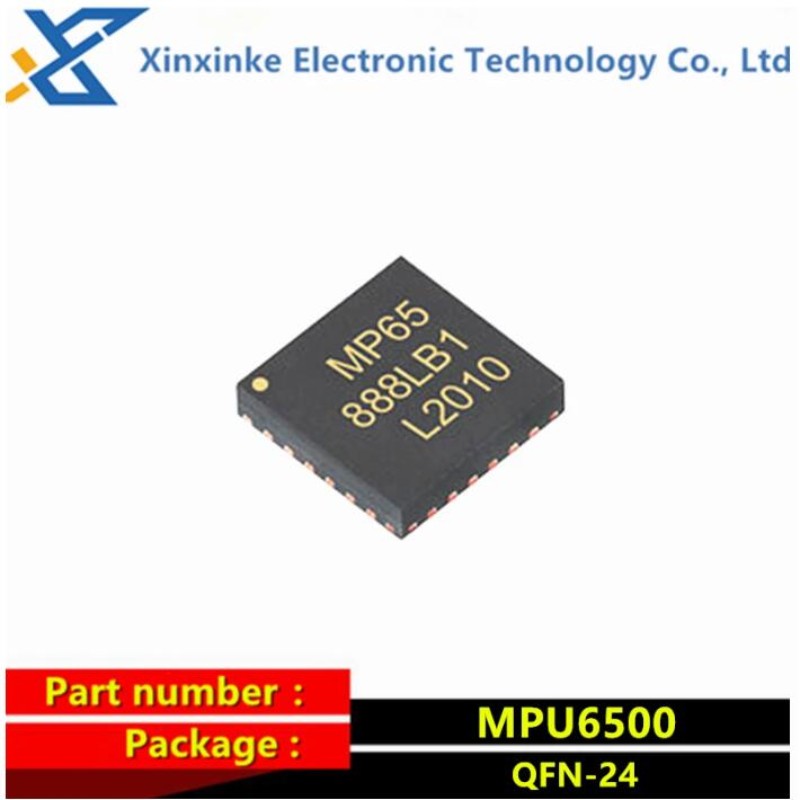 Mpu -6500 qfn -24 mpu 6500 mpu 6050 mpu -6050 accelerometer gyroskop 3- axlig sensor  i2c spi imu 6-- axlig mems rörelsespårningsenhet med: Röd