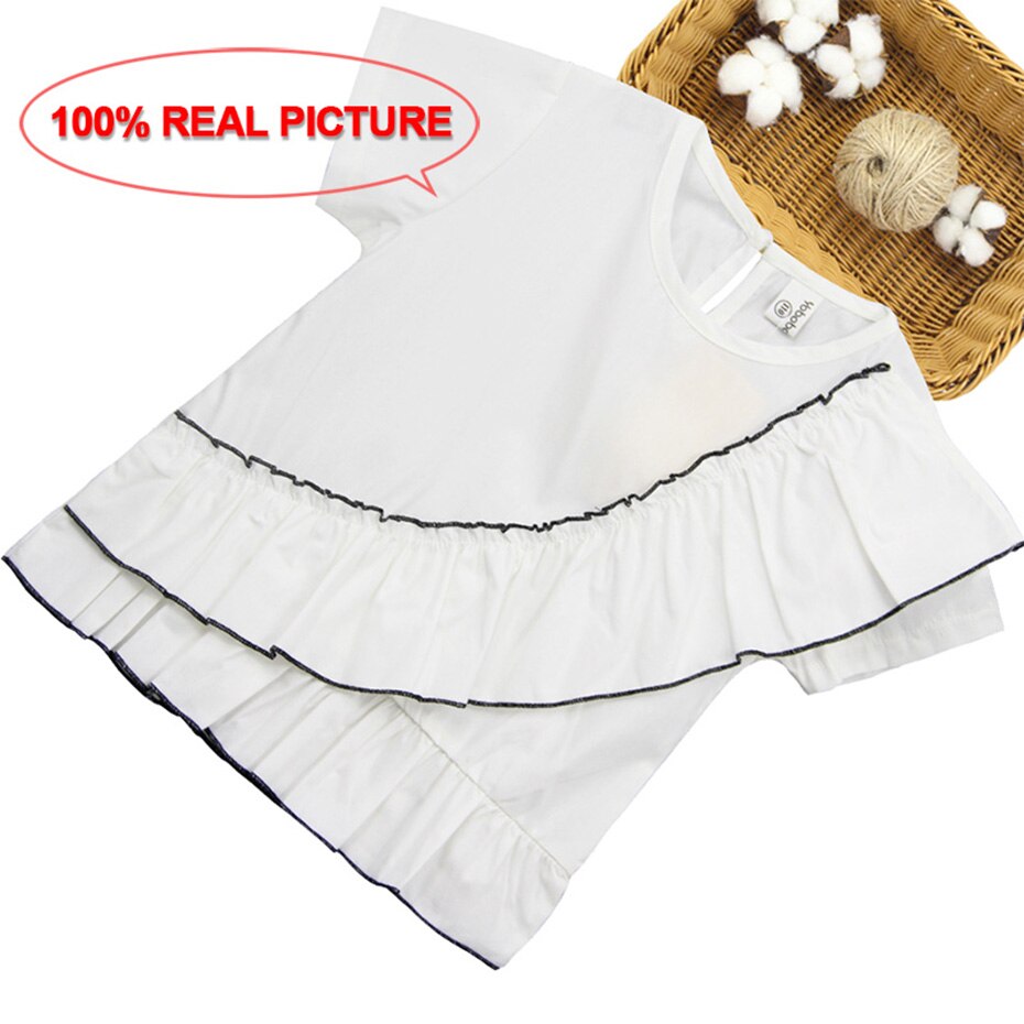 Ragazze Camicetta Patchwork Camicetta dei bambini Per La Ragazza dei bambini in Bianco Camicette Per Le Ragazze sacchetto di Scuola di Stile Casual Uniforme Per Le Ragazze: 14