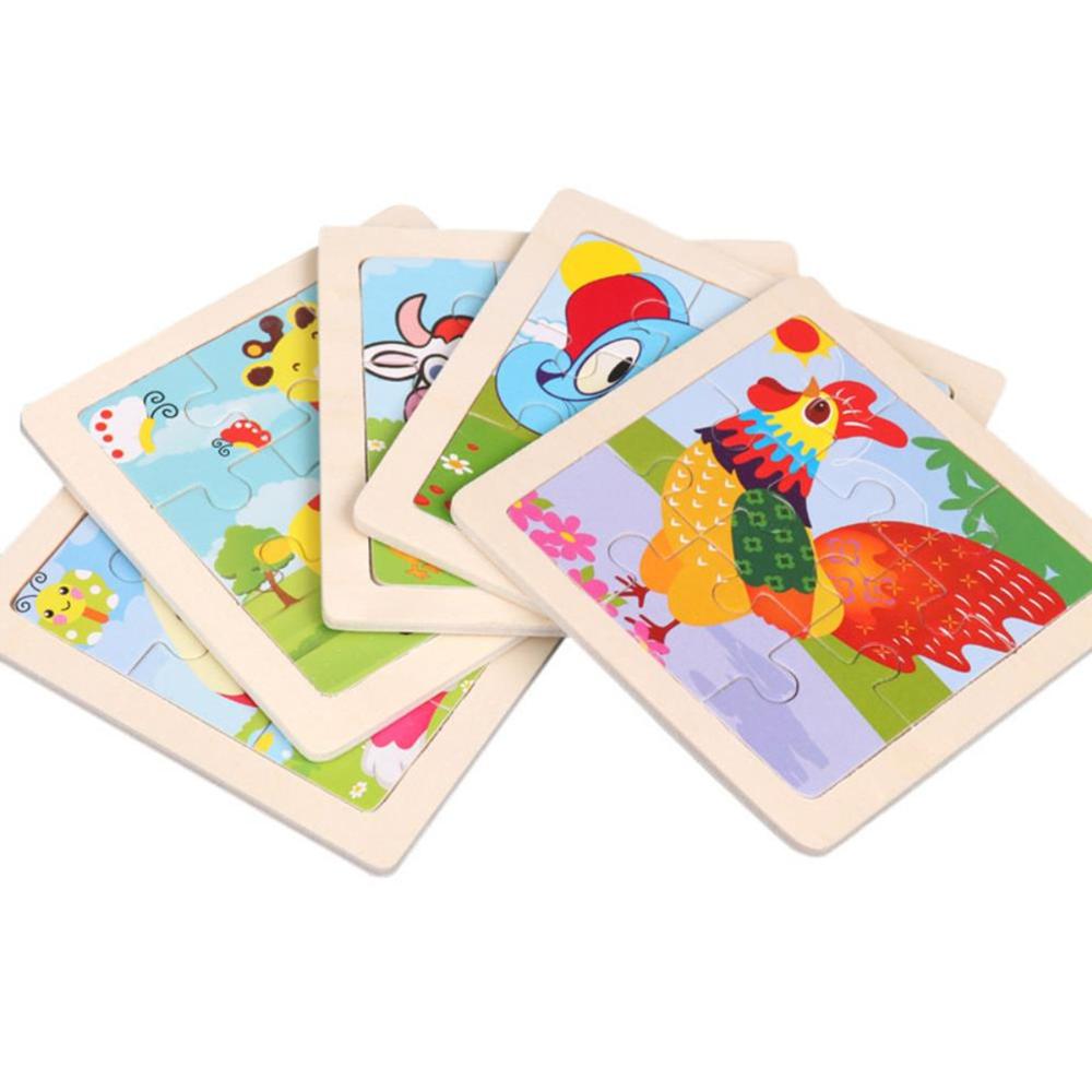 kids 9 Pieces Wooden Animal Print Puzzle Kids Early Education Wooden Puzzle Jigsaw Board Toy