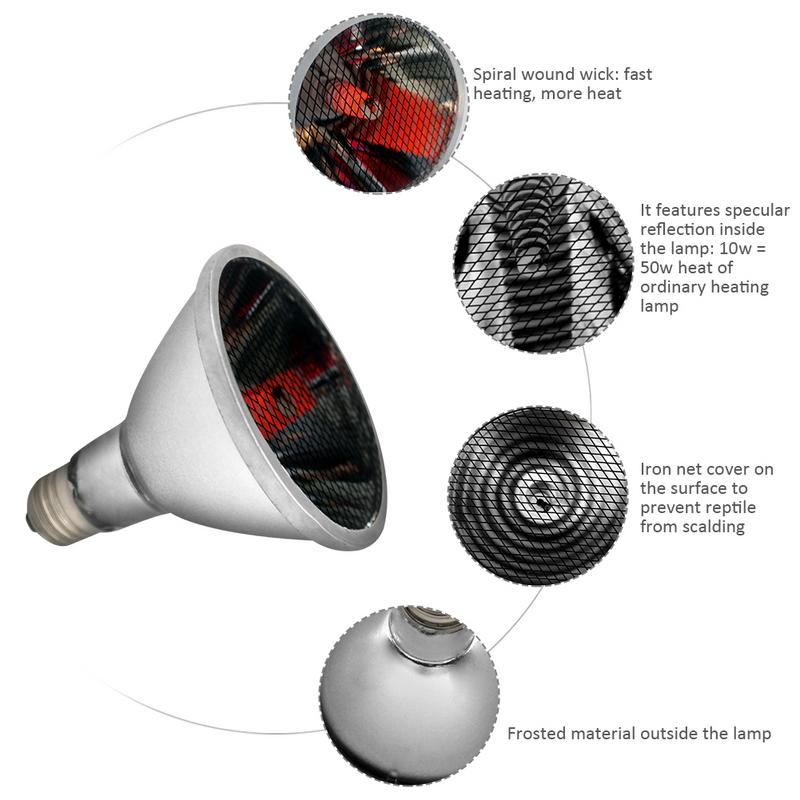 Lampada rettile Lampadina Rapido riscaldamento Rettile Terrario Tartaruga Lucertola Lontano Infrarosso di Riscaldamento A Raggi Infrarossi Della Lampada 220V Caldo Luce di Notte in Ceramica lampadina