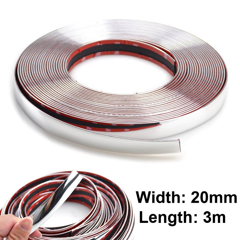 3M/20Mm Car Styling Chrome Strips Decoratie Deur Raam Body Molding Trim Cover Auto Diy Body Bumper protector Guard Universal