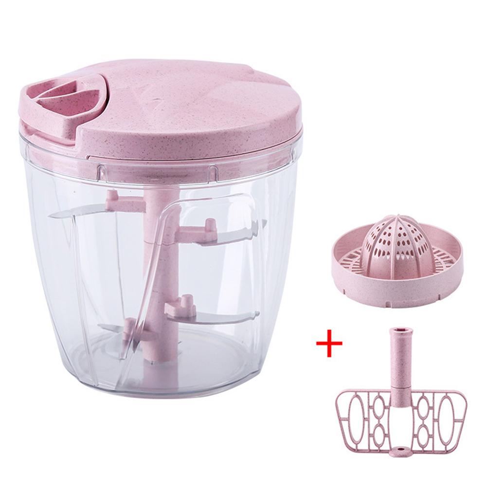 Hachoir manuel ménager | Œuf, légumes, viande oignon ail, persil broyeur, poisson avec 5 couteaux, machine à cuire des œufs: Pink