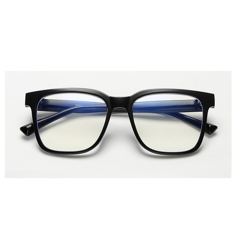 Ovza anti blå lys briller mænd sorte store brillerammer computerglas til kvinder  s4088: Sort